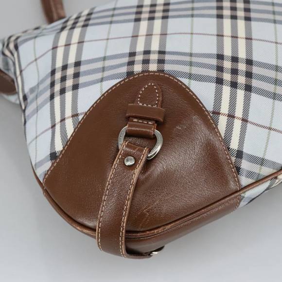 BURBERRY Nova Check Hand Bag Canvas 2way Light Blue Brown Auth 102443 - Picture 11 of 16